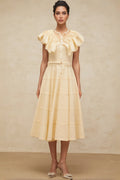 Bren Ruffle V-Neck Midi Dress