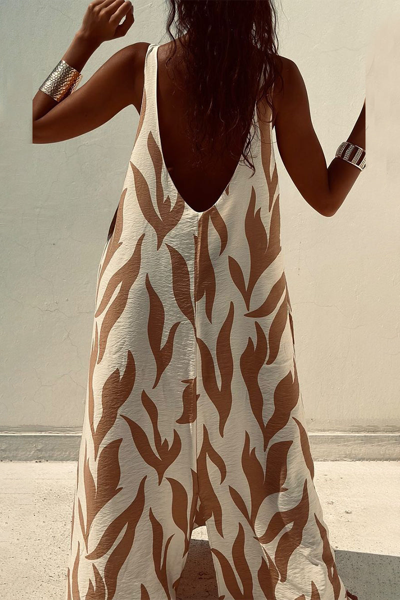 Iliana Aesthetic Casual Geometric Print Backless Sleeveless Dresses with O Neck Evening Wear Edit