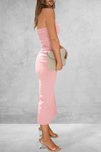 Sexy Simplicity Solid Strapless One Step Skirt Dresses
