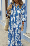 Gladys Elevated Casual Vintage Dresses with Geometric Print and V Neck in a Line Boutique Collection