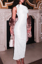 Casual Solid Basic Oblique Collar Long Dresses