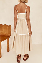 Casual Ripple Patchwork Contrast Sling Dresses