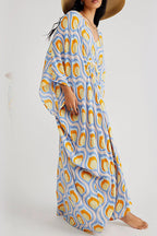 Vintage Vacation Geometric Print Contrast Swimwears Cover Up