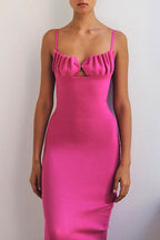Sexy Solid Backless Fold V Neck Wrapped Skirt Dresses