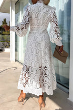 Celebrities Elegant Solid Hollowed Out Half A Turtleneck Waist Skirt Dresses(4 Colors)
