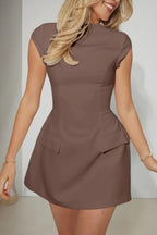 Celebrities Elegant Solid Patchwork Half A Turtleneck Waist Skirt Dresses