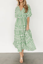 Gloria Exclusive Printed Vintage Holiday Dresses with Striped Print, Patchwork and V Neck Evening Wear Edit