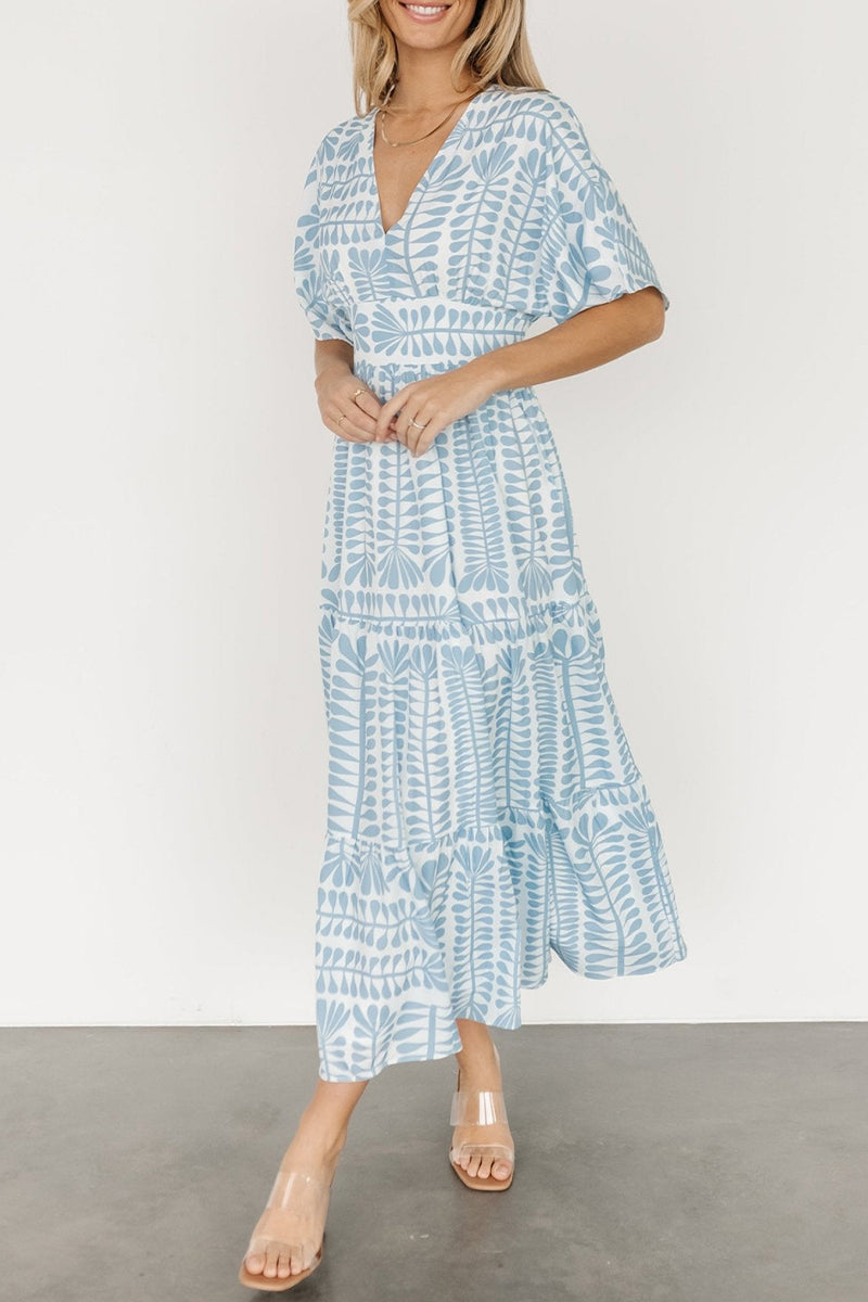 Gloria Exclusive Printed Vintage Holiday Dresses with Striped Print, Patchwork and V Neck Evening Wear Edit