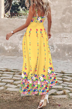 Eva Aesthetic Casual Print Backless Slit Long Dresses with Spaghetti Straps Designer Dress Edit