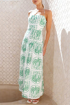Danna Premium Floral Backless Halter Beach Dresses for Vacation Elevated Occasion Wear