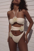 Sexy Solid Bandage Hollowed Out Patchwork Backless Swimwears (With Paddings)