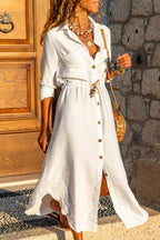 Barbara Boutique Casual, Shirt Dresses with a Fixed Buckle and Turn Down Collar Evening Wear Edit