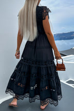 Simona Elevated Casual Solid Patchwork Button Down Long O Neck Dresses Premium Wardrobe Essential