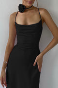 Sweet Elegant Solid Bandage Backless Flowers U Neck One Step Skirt Dresses