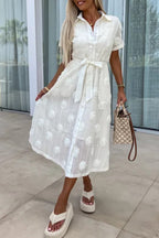 Johana Premium A Line Dresses with Turn Down Collars and Fixed Frenulum Buckles Wardrobe Essential