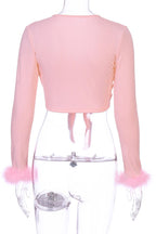 Sexy Solid Feathers Knotted V Neck Tops(4 Colors)