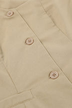 Casual Simplicity Solid Pocket Buttons Oblique Collar Sleeveless Two Pieces