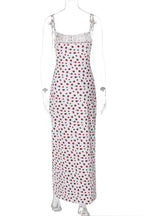 Sweet Elegant Print Flowers Lace Square Collar One Step Skirt Dresses