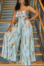 Sexy Casual Print Backless Strapless Sleeveless Two Pieces (Subject To The Actual Object)
