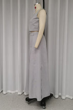 Casual Simplicity Solid Pocket Buttons Slit Square Collar Sleeveless Two Pieces