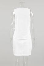 Daily Solid Color Lace Up V Neck Sleeveless Two Pieces