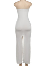 Celebrities Solid Color Slit Bow Decor Strapless Strapless Dresses