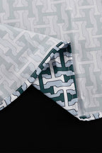 Casual Daily Geometric Print Contrast Turndown Collar Long Sleeve Two Pieces