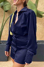 Sexy Solid Color Buttons Turndown Collar Shirt Dresses