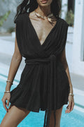 Sexy Daily Solid Color Lace Up Backless V Neck Sleeveless Dresses