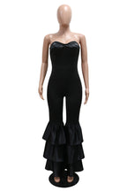 Sexy Casual Solid Color Backless Patchwork Strapless Skinny Jumpsuits