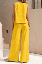 Casual Daily Solid Color Basic O Neck Sleeveless Two Pieces(5 Colors)