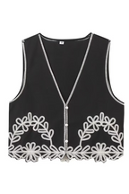 Casual Street Solid Color Embroidered Contrast V Neck Sleeveless Two Pieces