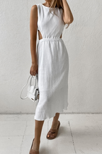 Casual Street Solid Color Hollow Out O Neck Sleeveless Dresses