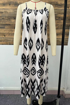 Marta Luxe Casual Street Dresses with Geometric Print and Scoop Neck Chic Silhouette Collection