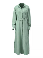 Side Slit Long Sleeve Shirt Dress