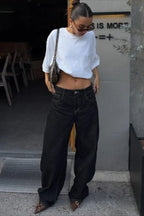 High Waist Vintage Washed Bootcut Wide Leg Jeans