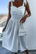 Casual Solid Color Floral Print Backless Slit Belted Spaghetti Strap Sleeveless Dresses(7 Colors)