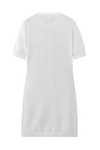 Daily Celebrities Solid Color Buckle O Neck A Line Short Sleeve Dress