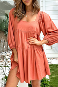 Jennifer Boutique Casual Solid Color Backless Square a Line Lace Up Dresses Evening Wear Edit