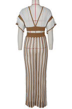 Celebrities Hollow Out Patchwork Strap Design V Neck Short Sleeve Two Pieces(4 Colors)