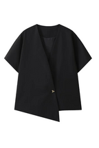 Casual Solid Color Metal Accessories Trim V Neck Tops