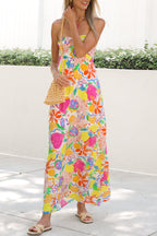 Vacation Elegant Fruit Print Lace Up Backless Halter Printed Dresses