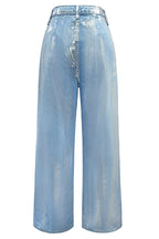 Casual Street Gradient Print Pocket Sequined Contrast High Waist Loose Denim Jeans