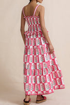 Vacation Elegant Flowers Print Ruffle Strapless Ball Gown Dresses(3 Colors)