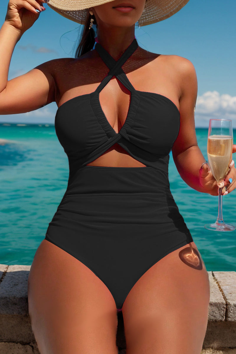 Sexy Solid Color Hollow Out Backless Belted Swimwears (With Paddings)(4 Colors)