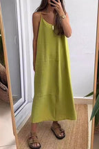 Casual Daily Solid Color V Neck Sling Dresses