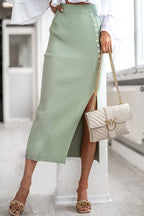 Casual Solid Color Slit Bodycon High Waist Conventional Solid Color Skirts