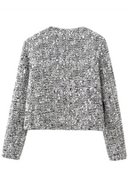 Casual Solid Color Sequins Patchwork O Neck Outerwear