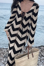 Sexy Colorblock Lace Up Weave V Neck One Step Skirt Dresses
