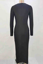 Elegant Hollow Out Patchwork Contrast O Neck Long Dresses(3 Colors)